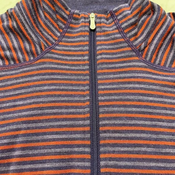 Smartwool Quarter Zip Striped Base Layer Mountain Purple Moab - Picture 6 of 12